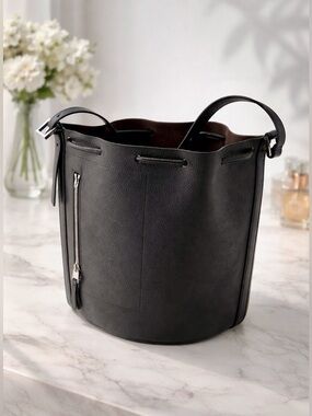 ALLSAINTS Alpha Pebbled Leather Convertible Backpack Bag Black Minimalist Luxe